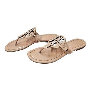 Tory Burch Miller Patent Leather Thong Sandal Womens 7.5 M Seashell Pink Brazil